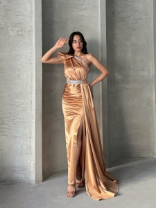 Rochie eleganta lunga cu accesoriu curea - Img 3