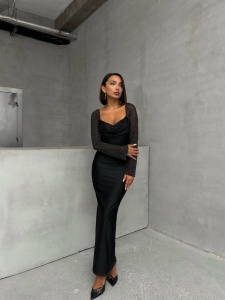 Rochie eleganta lunga cu aplicatii din strasuri - Img 4