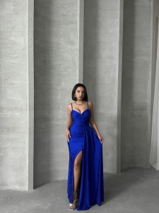 Rochie eleganta lunga cu bretele accesorizata cu strasuri - Img 6