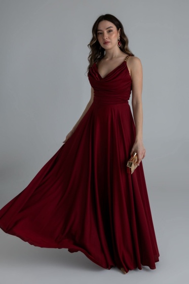 Rochie eleganta lunga cu bretele din lant