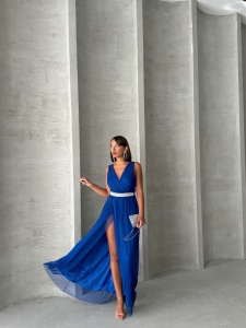 Rochie eleganta lunga din tul cu anchior petrecut - Img 3
