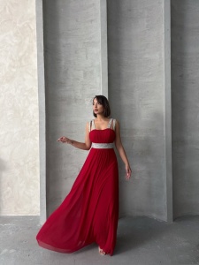 Rochie eleganta lunga din voal accesorizata cu strasuri - Img 7