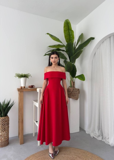 Rochie eleganta lunga pe umeri - Img 4