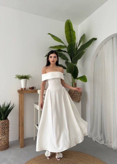 Rochie eleganta lunga pe umeri - Img 2