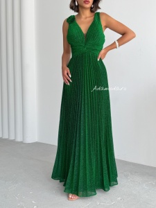 Rochie eleganta lunga plisata cu insertii sclipitoare - Img 4