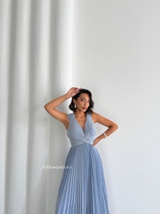 Rochie eleganta lunga plisata cu insertii sclipitoare - Img 7
