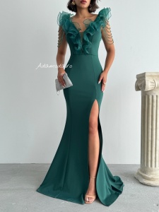 Rochie eleganta lunga tip sirena accesorizata cu lantisoare - Img 1