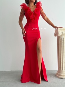 Rochie eleganta lunga tip sirena accesorizata cu lantisoare - Img 7