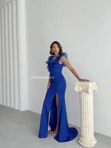Rochie eleganta lunga tip sirena accesorizata cu lantisoare - Img 3