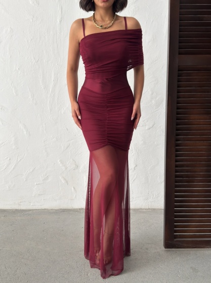 Rochie eleganta lunga tip sirena din tull - Img 1