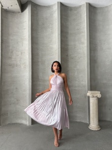 Rochie eleganta plisata cu aspect lucios - Img 6