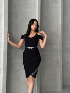Rochie eleganta scurta cu lantisoare - Img 2