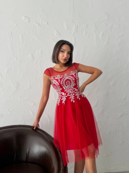 Rochie eleganta scurtă din tull cu insertii argintii - Img 5