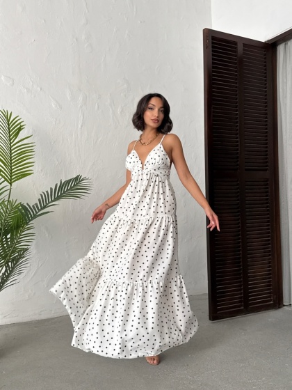 Rochie lunga cu imprimeu buline  - Img 6