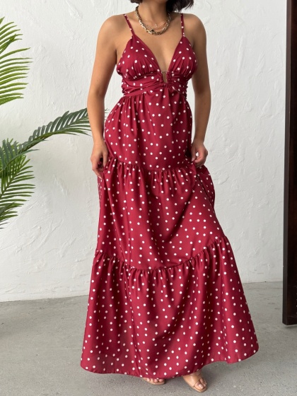 Rochie lunga cu imprimeu buline - Img 2