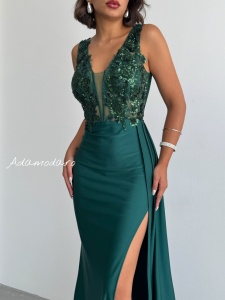 Rochie lunga eleganta cu detalii din paiete - Img 4