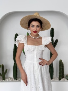 Rochie midi brodata cu nasturi - Img 3