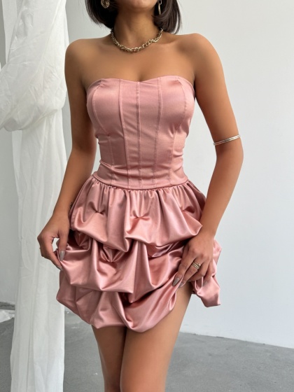 Rochie scurtă elegantă bufantă tip corset - Img 3