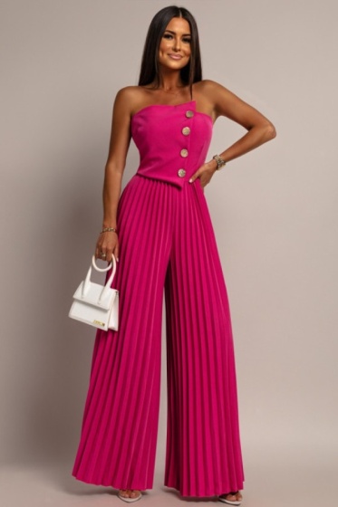 Salopeta dama plisata cu nasturi