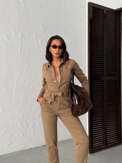 Salopeta din denim elastic cu nasturi - Img 4