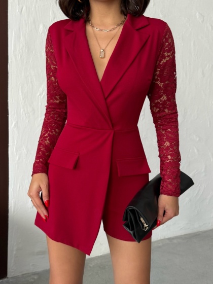 Salopeta scurta petrecuta stil sacou - Img 3