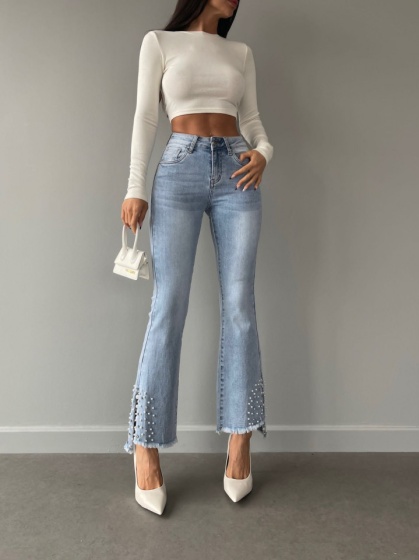 Blugi dama evazati cu perle - Img 4