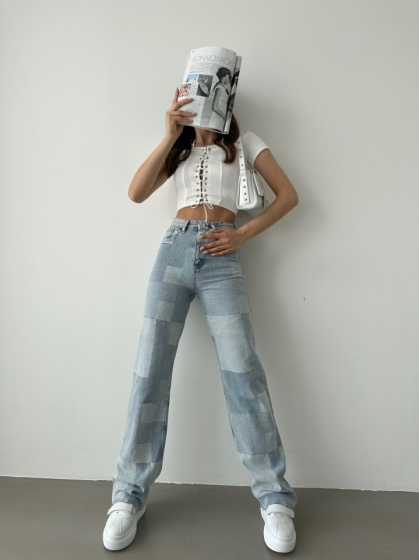 Blugi dama evazați in carouri - Img 7