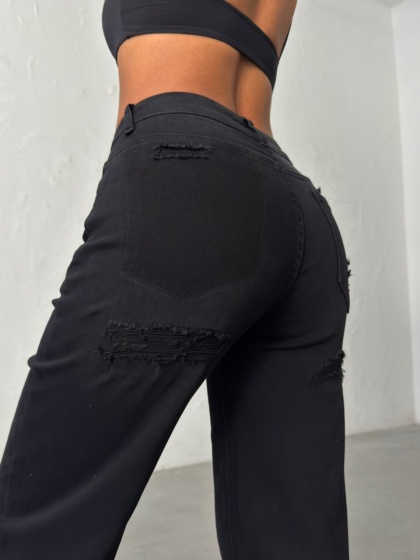 Blugi evazati cu rupturi la spate - Img 2