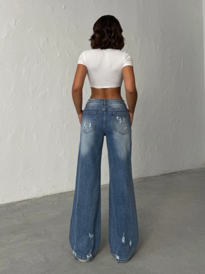 Blugi evazati cu rupturi - Img 4