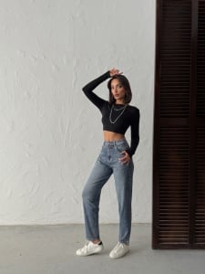 Blugi mom fit cu aplicatii din strasuri - Img 7