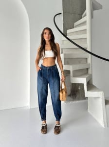 Blugi mom fit cu tiv ajustabil - Img 4