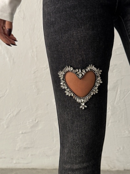 Blugi mom fit elastici cu detaliu inima - Img 8