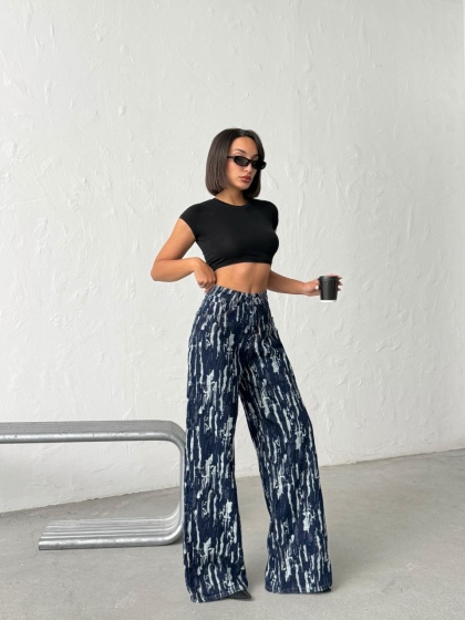 Blugi wide leg cu aspect vintage - Img 6