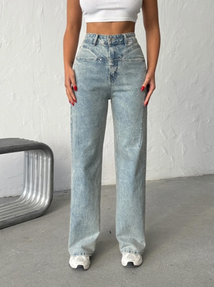 Blugi wide leg elastici - Img 3