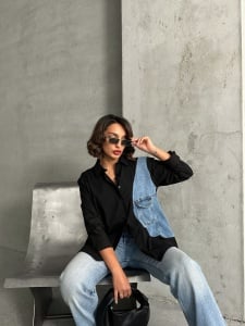 Camasa casual cu denim - Img 2