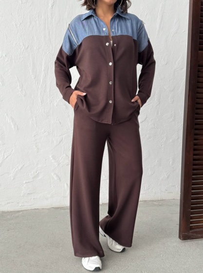 Compleu cu denim si pantaloni evazati - Img 5