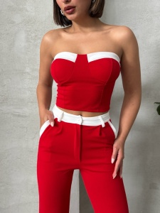 Compleu dama cu pantalon evazat si top - Img 6
