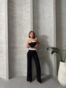 Compleu dama cu pantalon evazat si top - Img 8