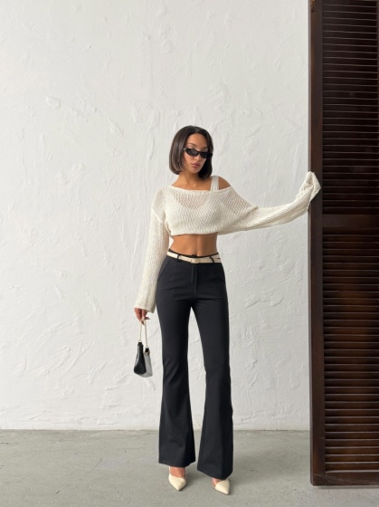 Pantaloni dama evazati cu accesoriu curea - Img 6