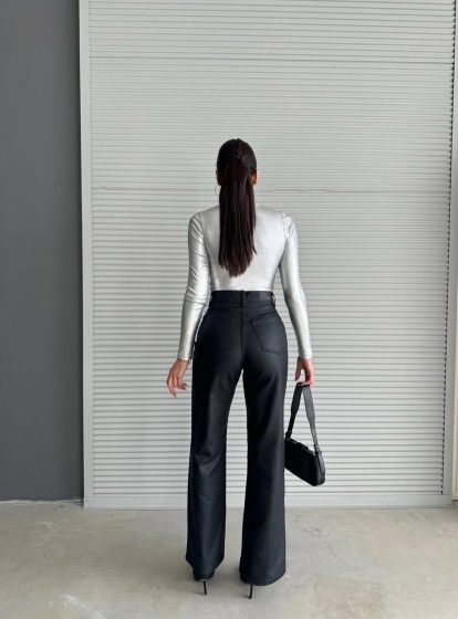 Pantaloni evazati din piele ecologica - Img 2