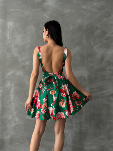 Rochie cu spatele gol cu imprimeu floral - Img 1