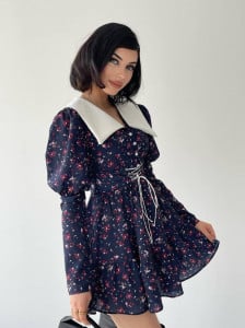 Rochie dama scurta cu imprimeu floral - Img 4