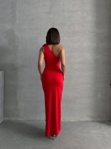 Rochie din lycra cu accesoriu pampon - Img 3