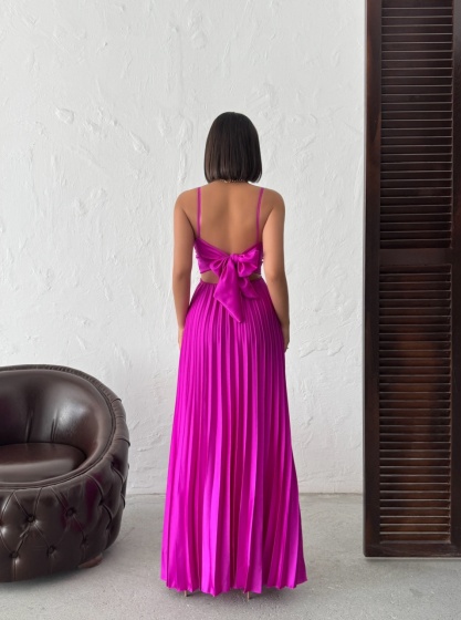 Rochie din satin plisata - Img 4