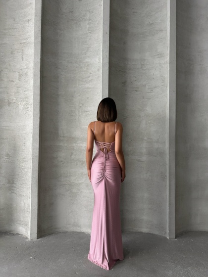 Rochie eleganta cu siret la spate accesorizata cu strasuri - Img 2