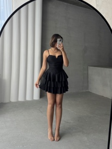 Rochie eleganta cu volane cu aplicatii din strasuri - Img 5