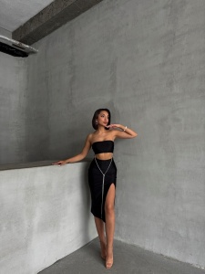 Rochie eleganta din lycra crapata pe picior - Img 7