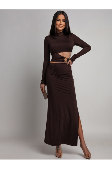 Rochie elegantă din lycra, cu detaliu metalic si decupaj - Img 3