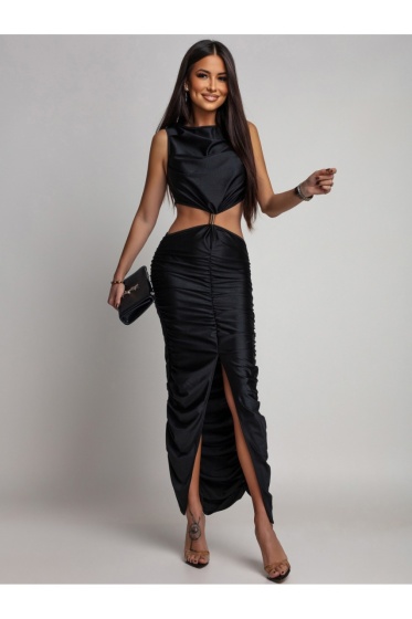 Rochie elegantă din lycra, cu detaliu metalic și drapaj - Img 3