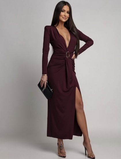 Rochie elegantă din lycra, cu detaliu metalic - Img 2